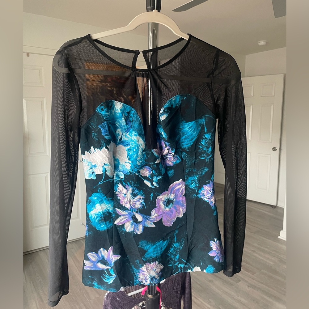 Guess Blue and Purple Floral Top